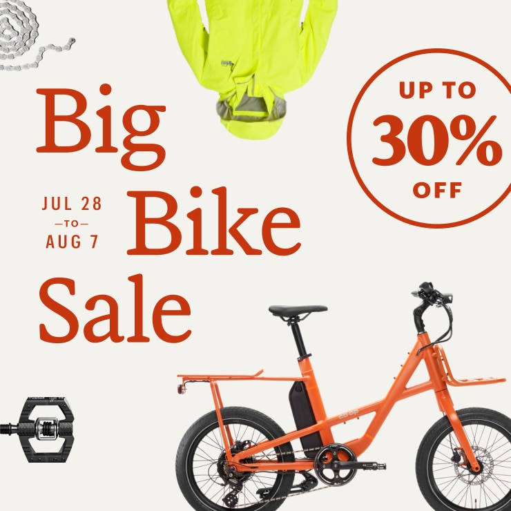 JUL 28 to AUG 7. UP TO 30% OFF. Headline: Big Bike Sale.